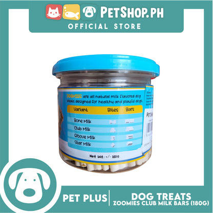 Pet Plus Zoomies Club Milk Bars Dog Treats 180g