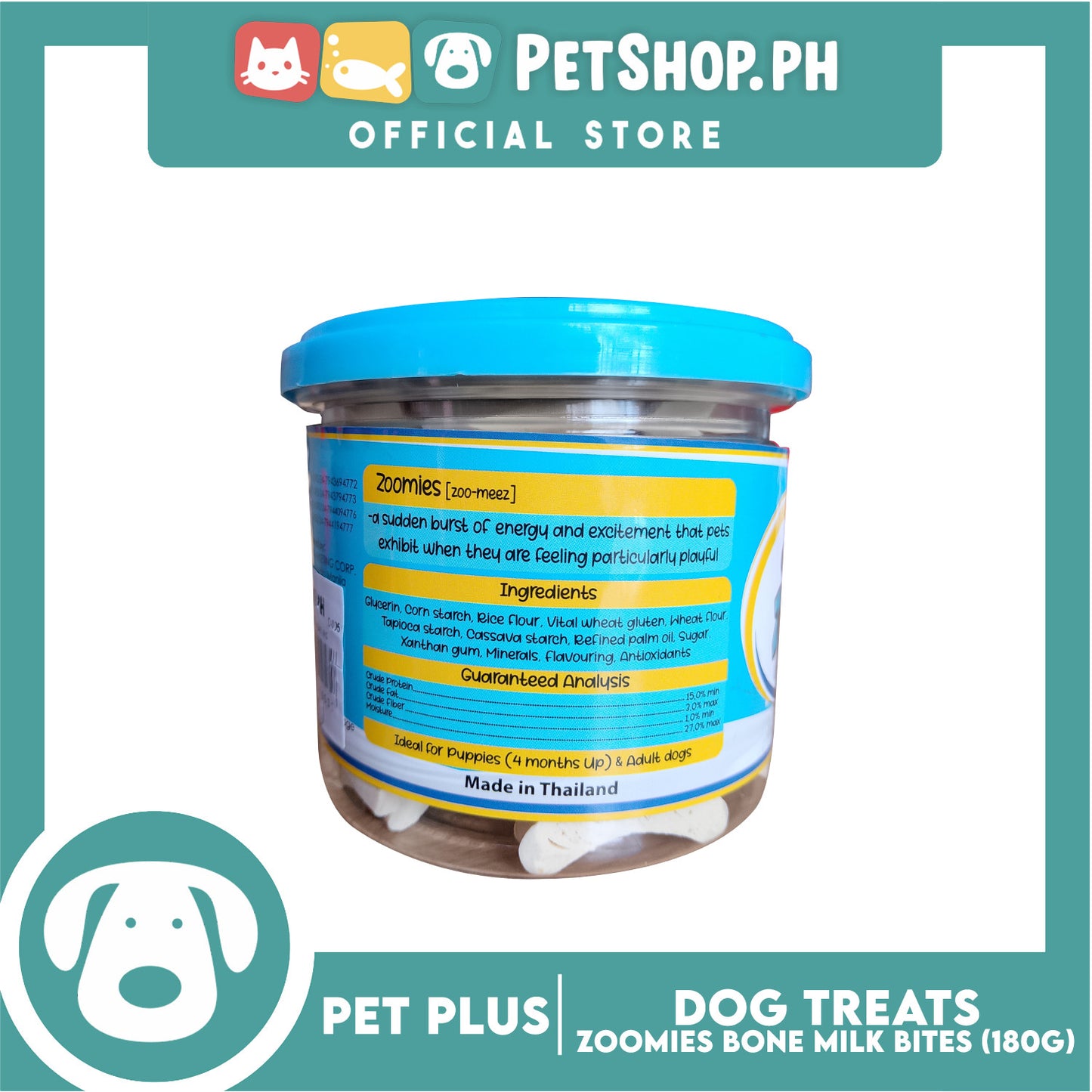 Pet Plus Zoomies Bone Milk Bars Dog Treat 180g