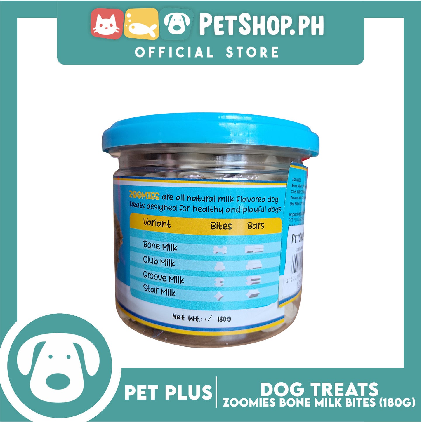 Pet Plus Zoomies Bone Milk Bars Dog Treat 180g