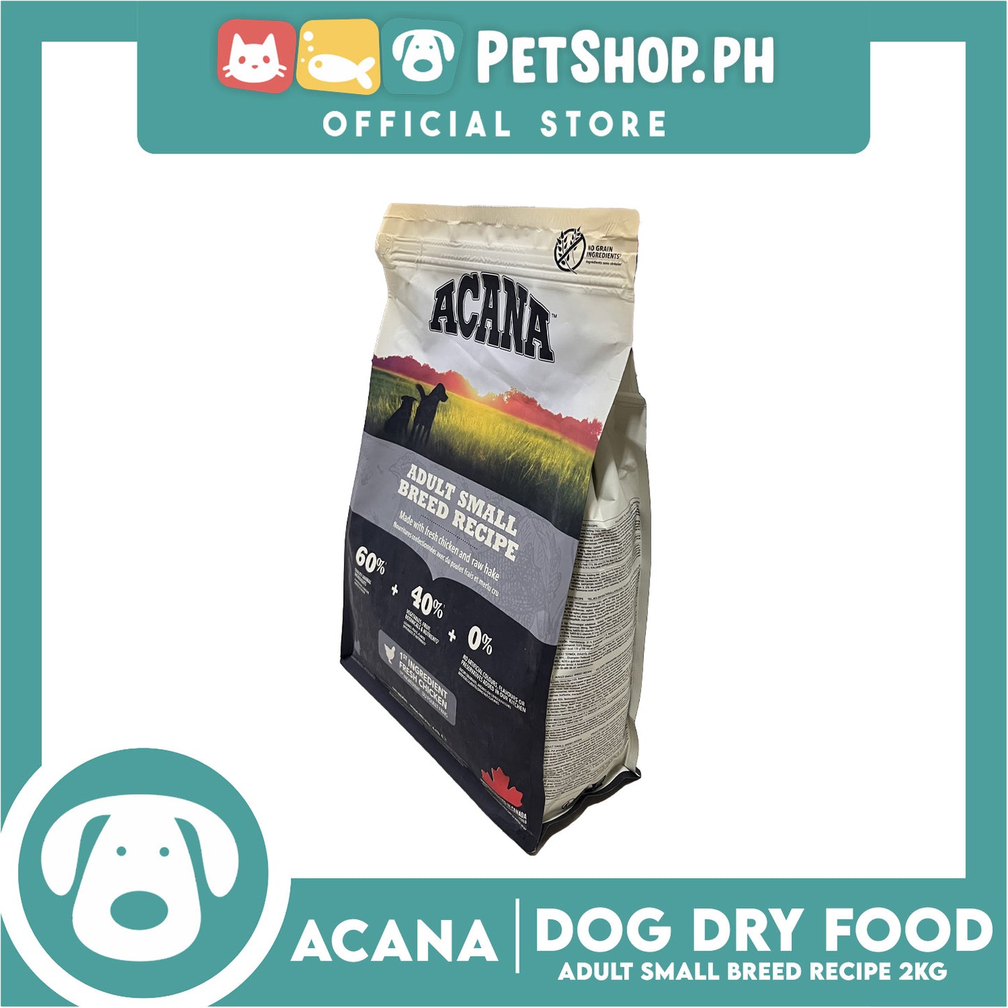 Acana Adult Small Breed Recipe Dog Food 2kg - Made with Fresh Chicken and Raw Hake