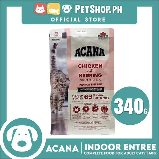Acana Indoor Entrée Chicken with Herring for Complete Pet Food for Adult Indoor Cat 340g