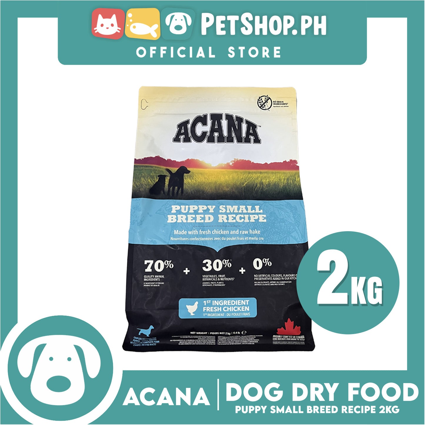 Acana Puppy Small Breed Recipe Dog Food 2kg - Made with Fresh Chicken and Raw Hake