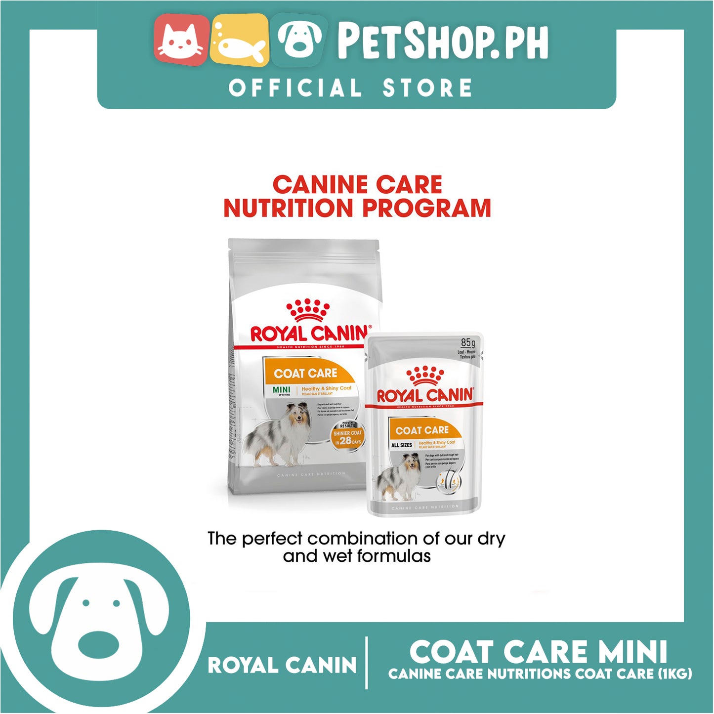 Royal Canin Coat Care (1kg) Adult Dry Dog Food - Canine Care Nutrition