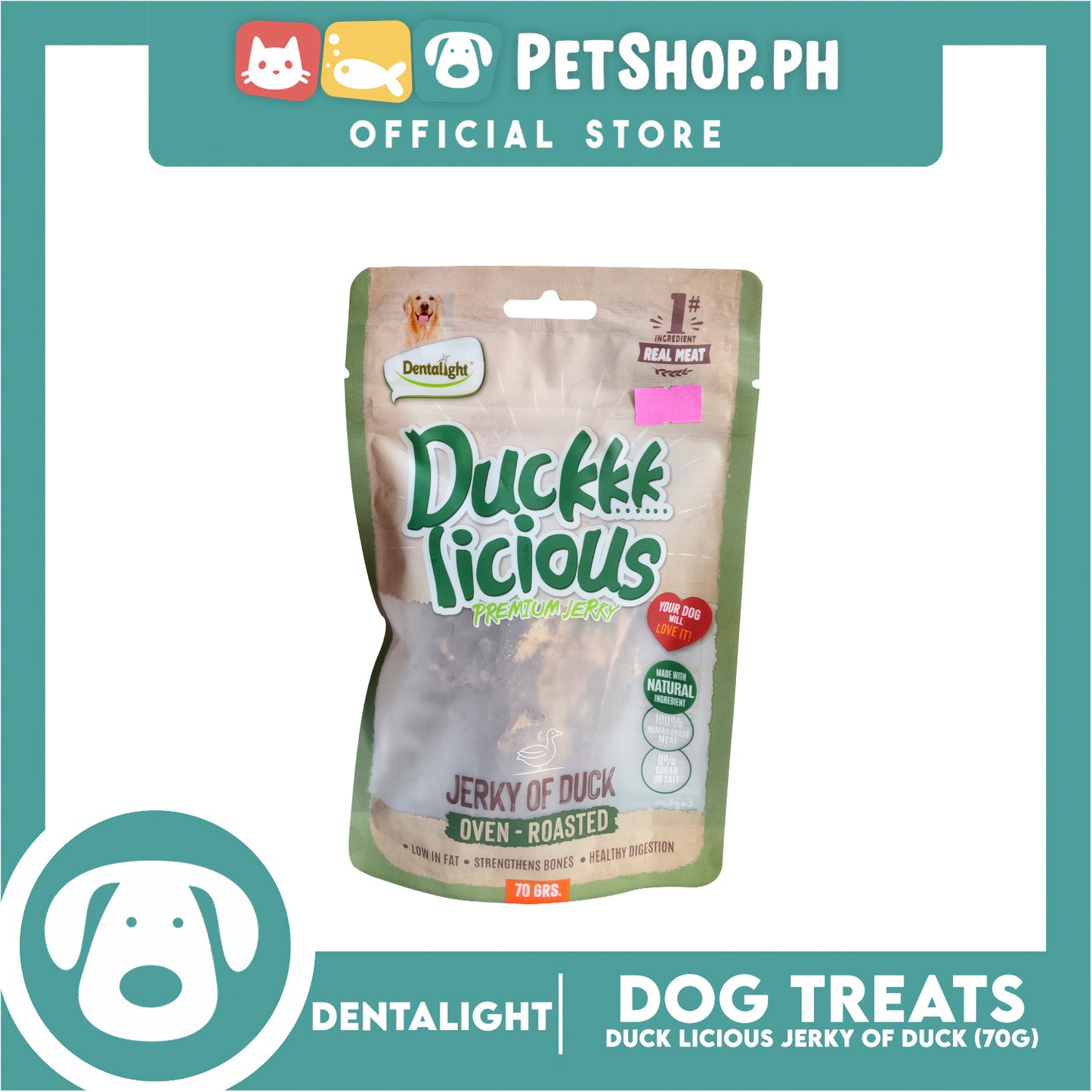 Dentalight Duck Licious Premium Jerky (Jerky of Duck) Oven-roasted 70grams