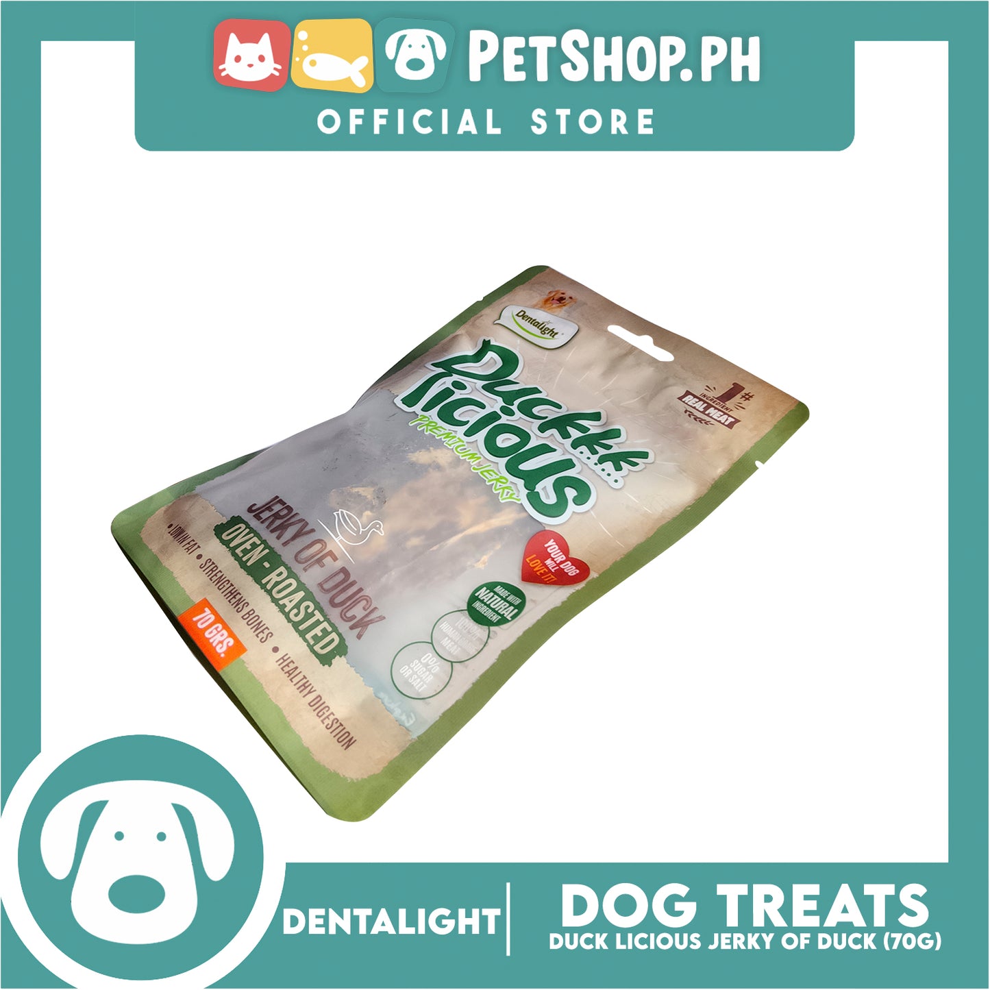 Dentalight Duck Licious Premium Jerky (Jerky of Duck) Oven-roasted 70grams