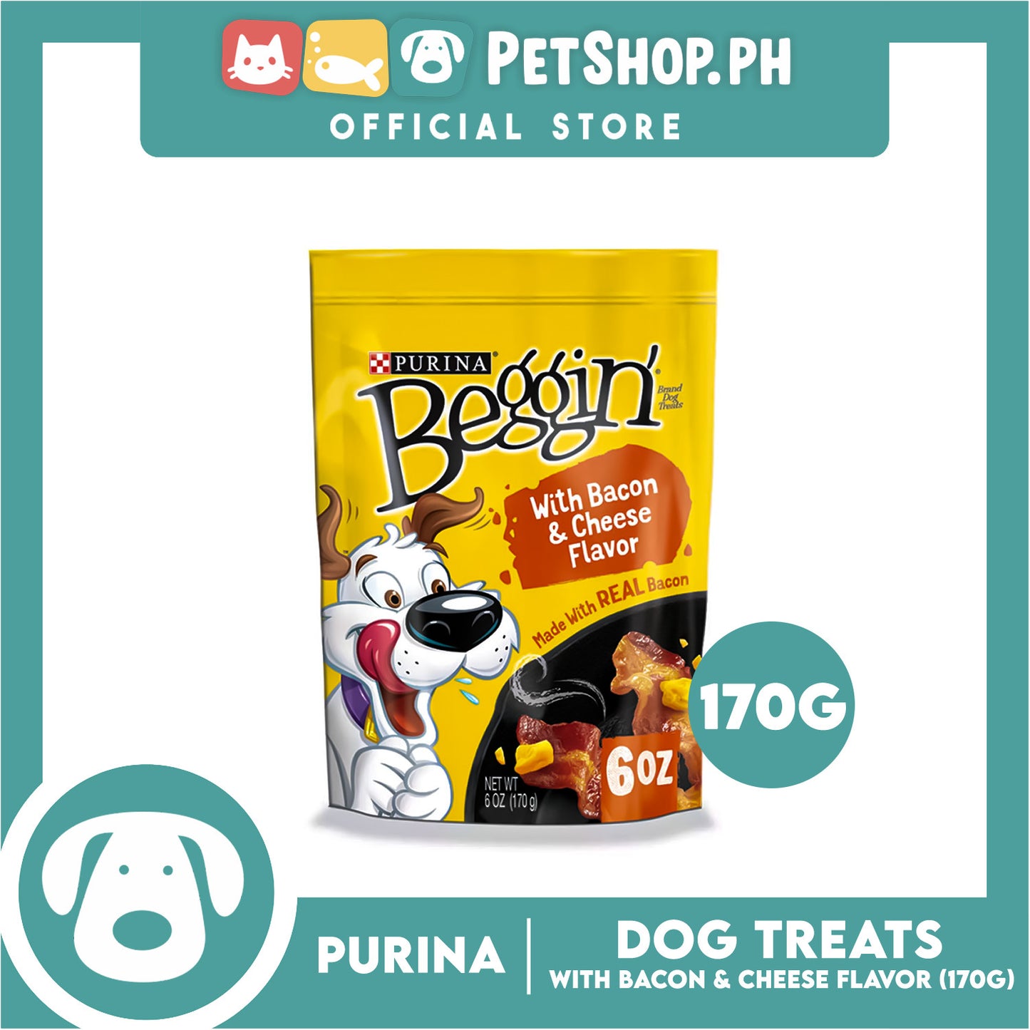 Purina Beggin Dog Treats Bacon &amp; Cheese Flavor 170G 6 oz