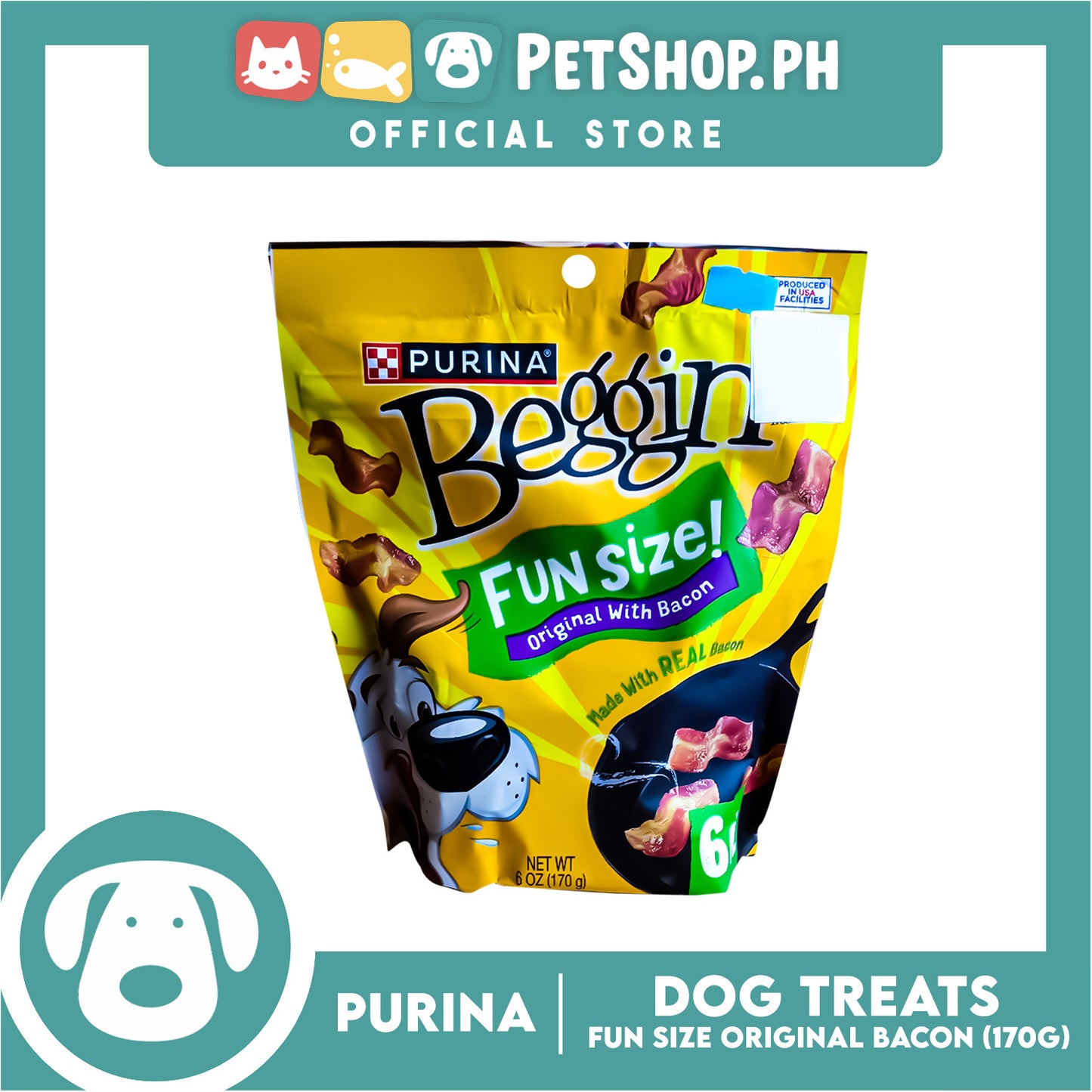 Purina Begging Dog Treats Fun Size Original with Bacon
