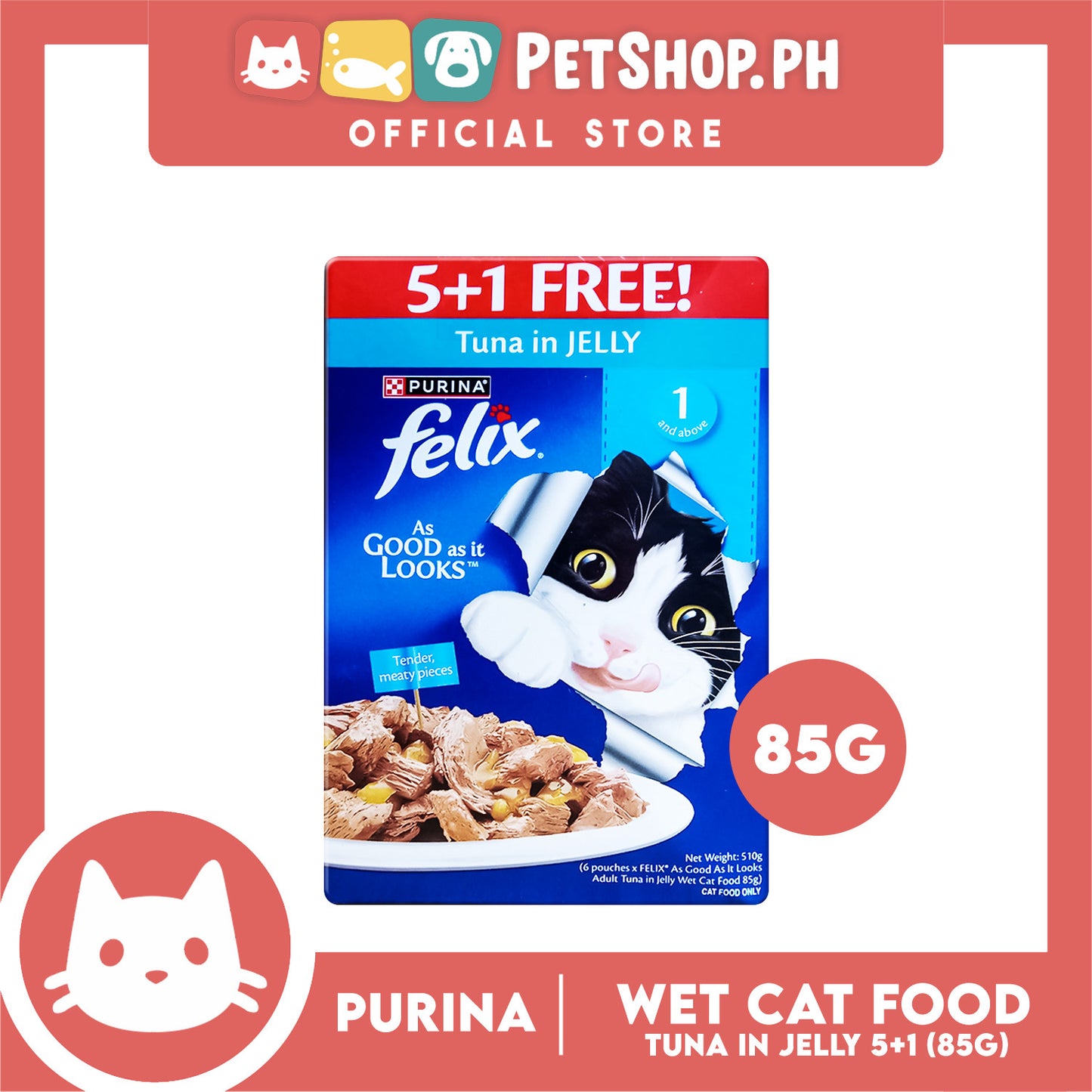 Purina Felix 5+1 Tuna in Jelly for Adult Cats 510g