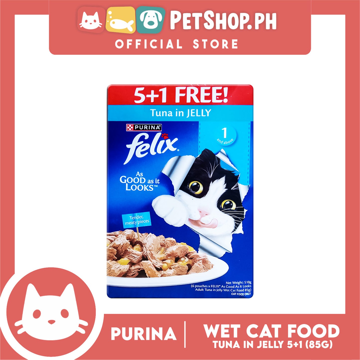 Purina Felix 5+1 Tuna in Jelly for Adult Cats 510g