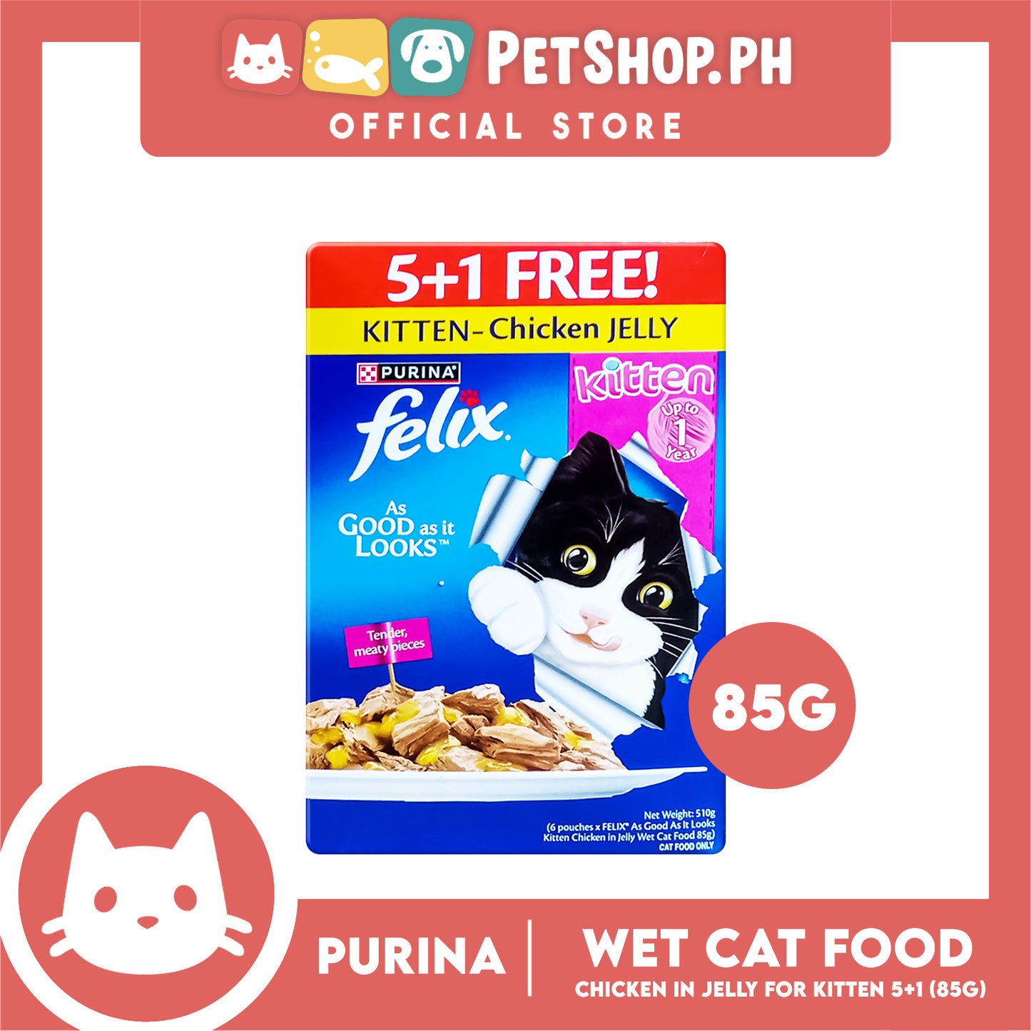 Purina Felix 5+1 Chicken in Jelly for Kitten 510g