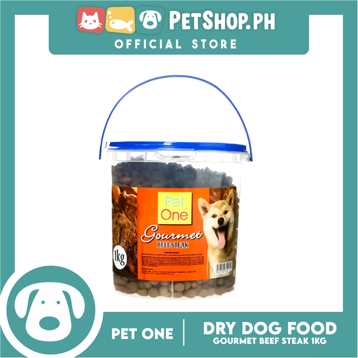 Pet One Pail Gourmet (Beef Steak) Dry Dog Food 1kg