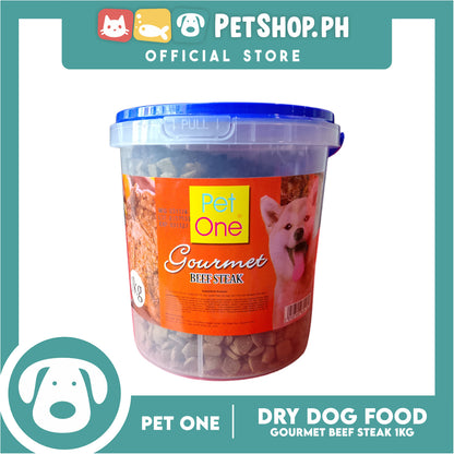 Pet One Pail Gourmet (Beef Steak) Dry Dog Food 1kg