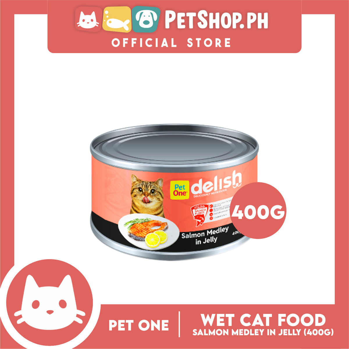 Pet One Delish Salmon in Jelly Wet Cat Food 400g