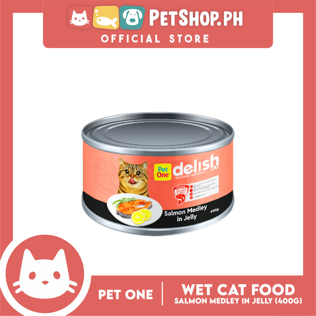 Pet One Delish Salmon in Jelly Wet Cat Food 400g