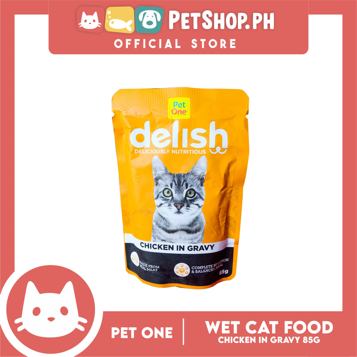 Pet One Delish Chicken in Gravy Wet Cat Food 85g