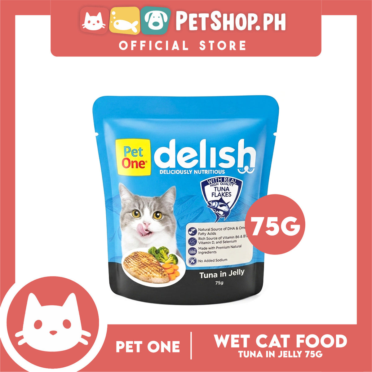 Pet One Delish Tuna in Jelly Cat Wet Food 75g