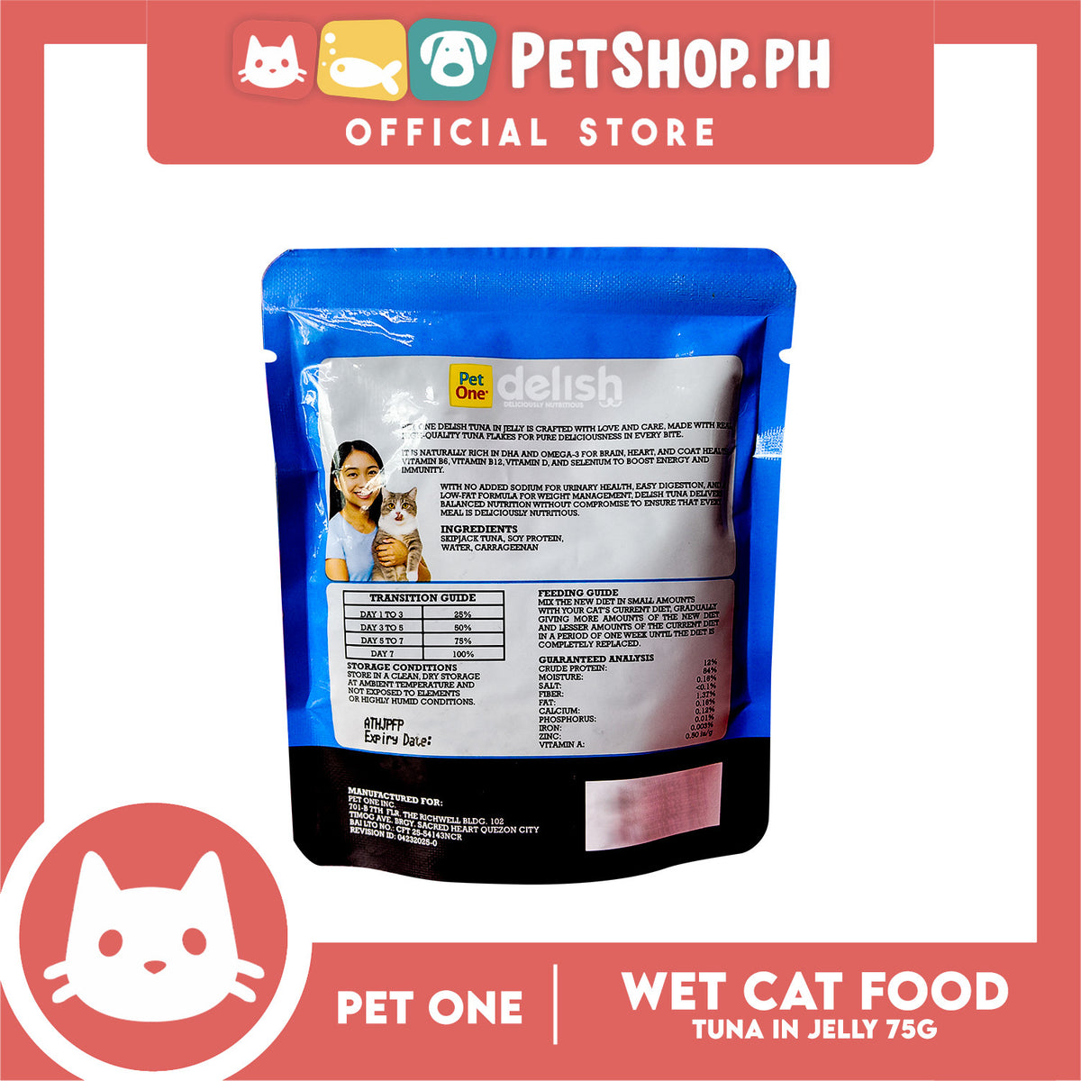Pet One Delish Tuna in Jelly Cat Wet Food 75g