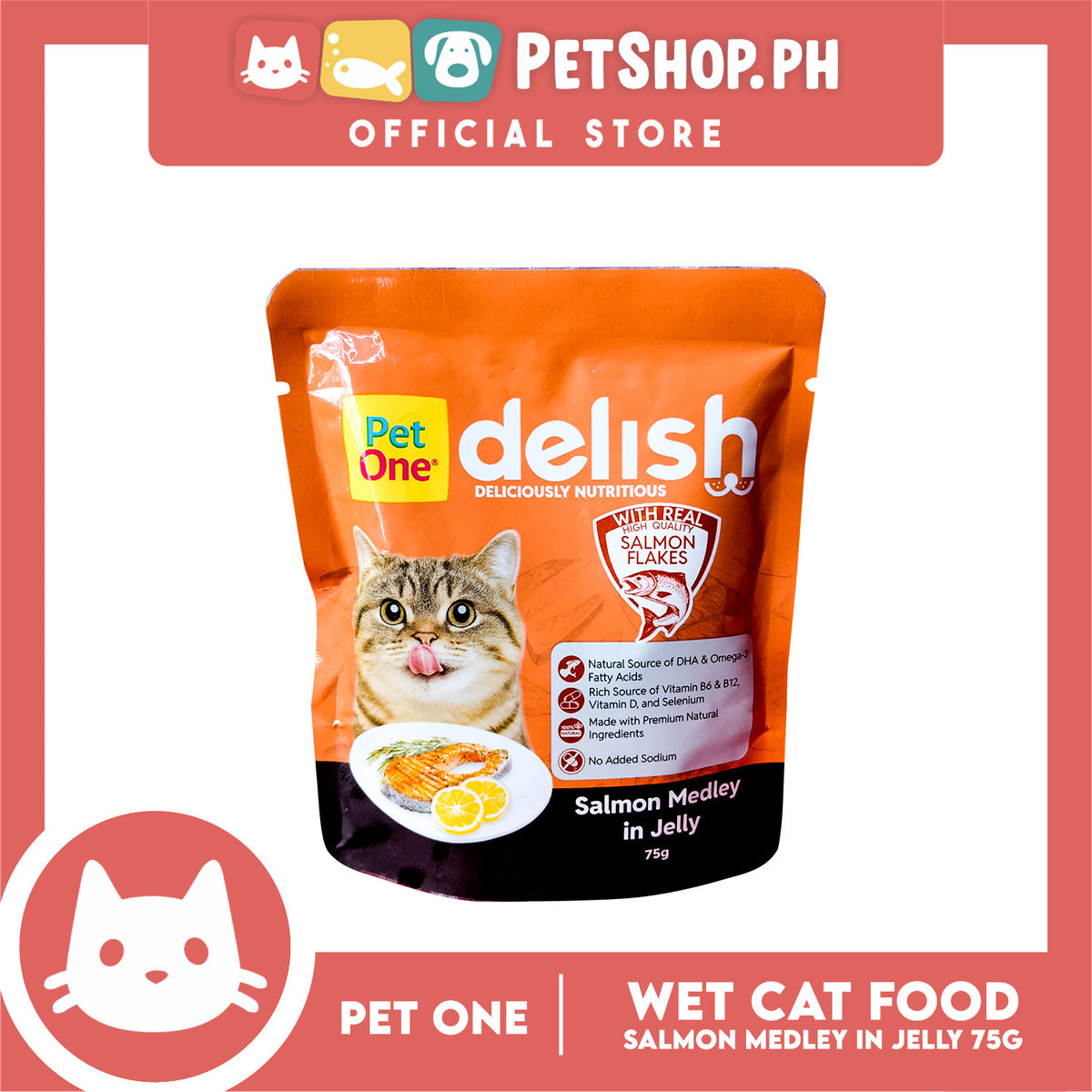 Pet One Delish Salmon Medley in Jelly Cat Wet Food 75g