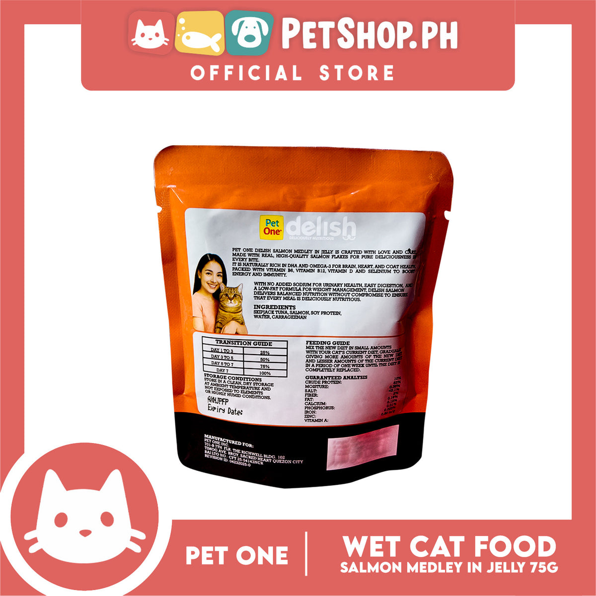 Pet One Delish Salmon Medley in Jelly Cat Wet Food 75g