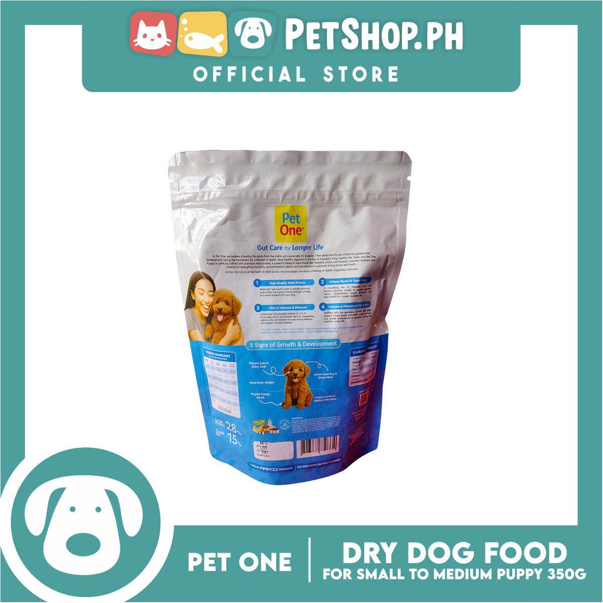 Pet One Puppy Dog Dry Food 350g for small to medium dogs
