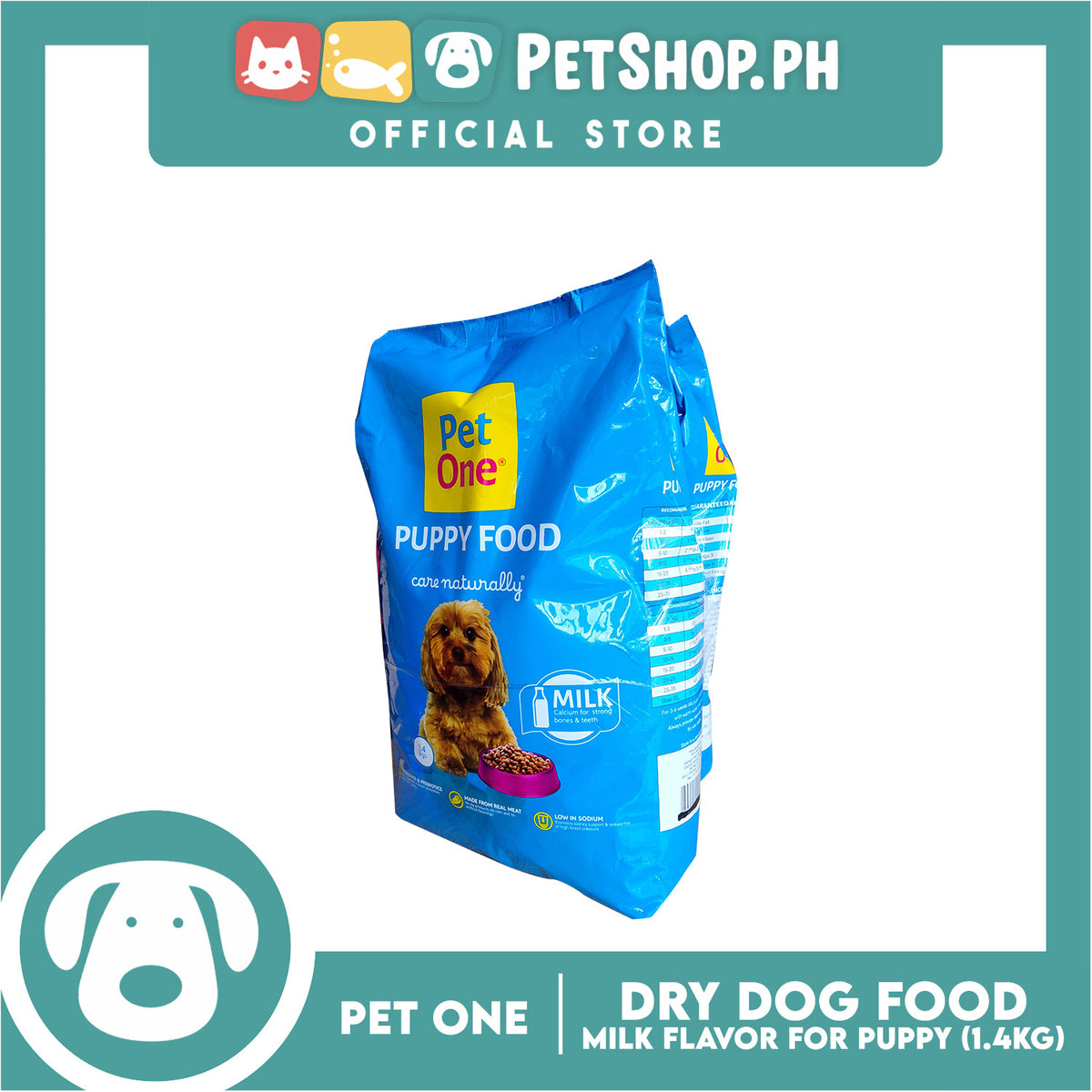 2pcs Pet One Puppy Dry Dog Food - Care Naturally 1.4kg