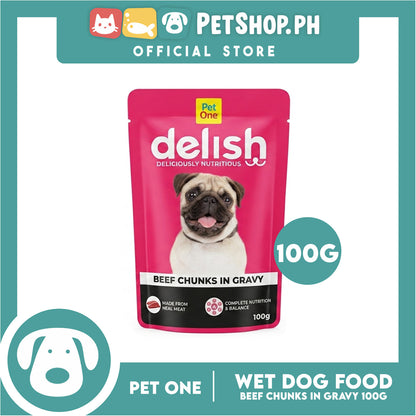 Pet One Delish Beef Chunks in Gravy Wet Cat Food 100g