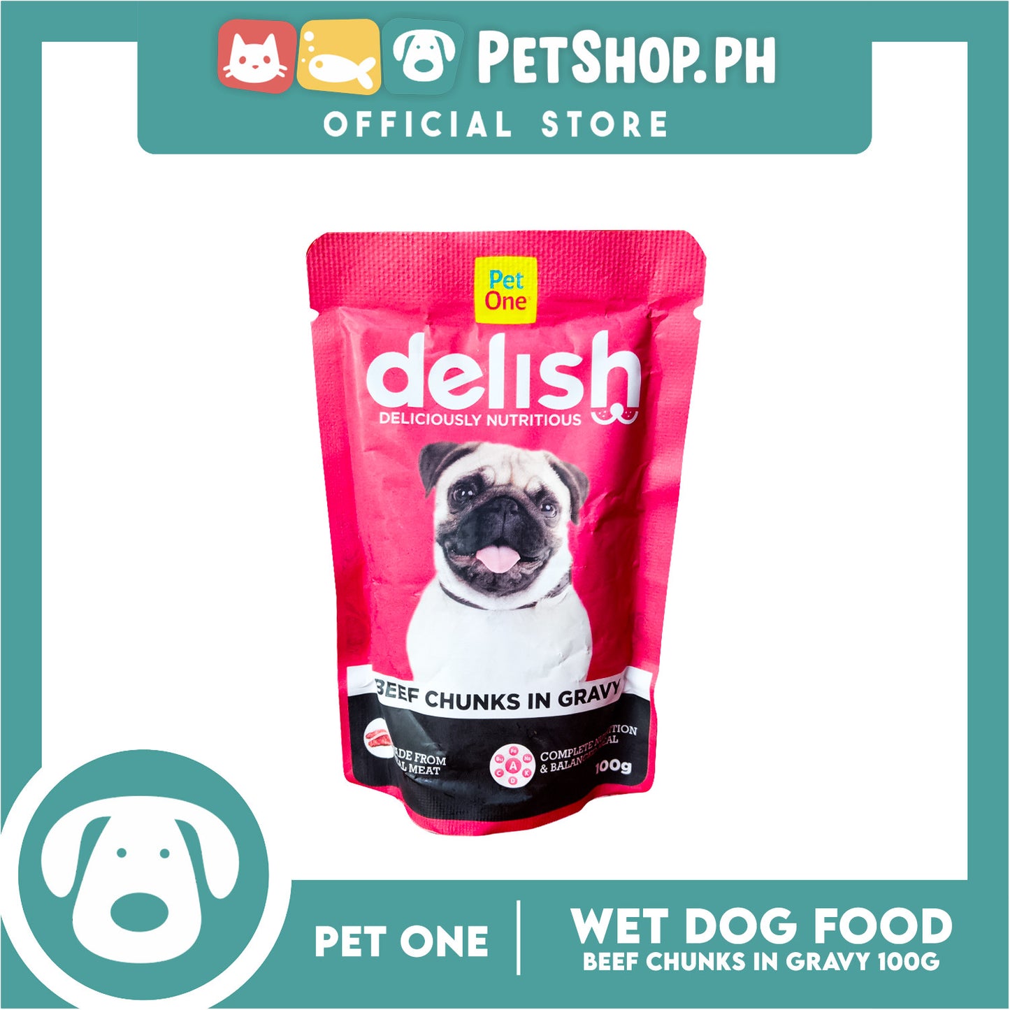 Pet One Delish Beef Chunks in Gravy Wet Cat Food 100g