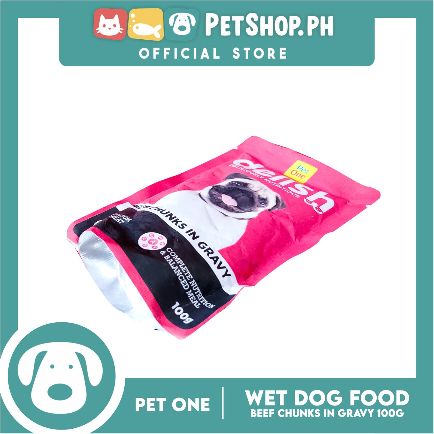 Pet One Delish Beef Chunks in Gravy Wet Cat Food 100g