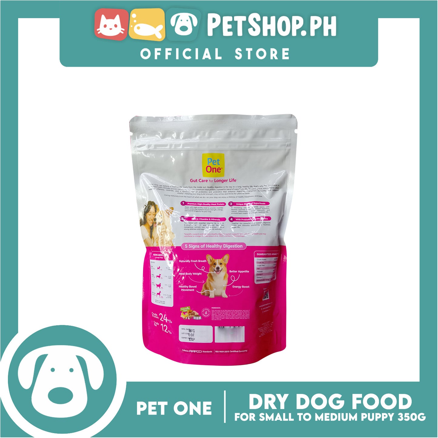 Pet One Adult Dog Dry Food 350g for small to medium dogs