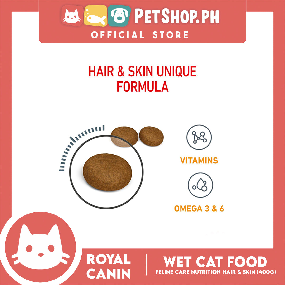 Royal Canin Hair and Skin Care (400g) Adult Dry Cat Food - Feline Care Nutrition