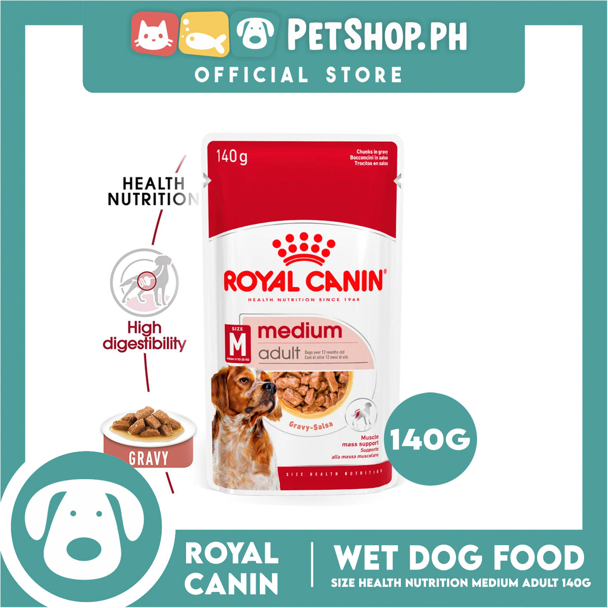 Royal Canin Medium Adult (140g) Wet Dog Food - Size Health Nutrition