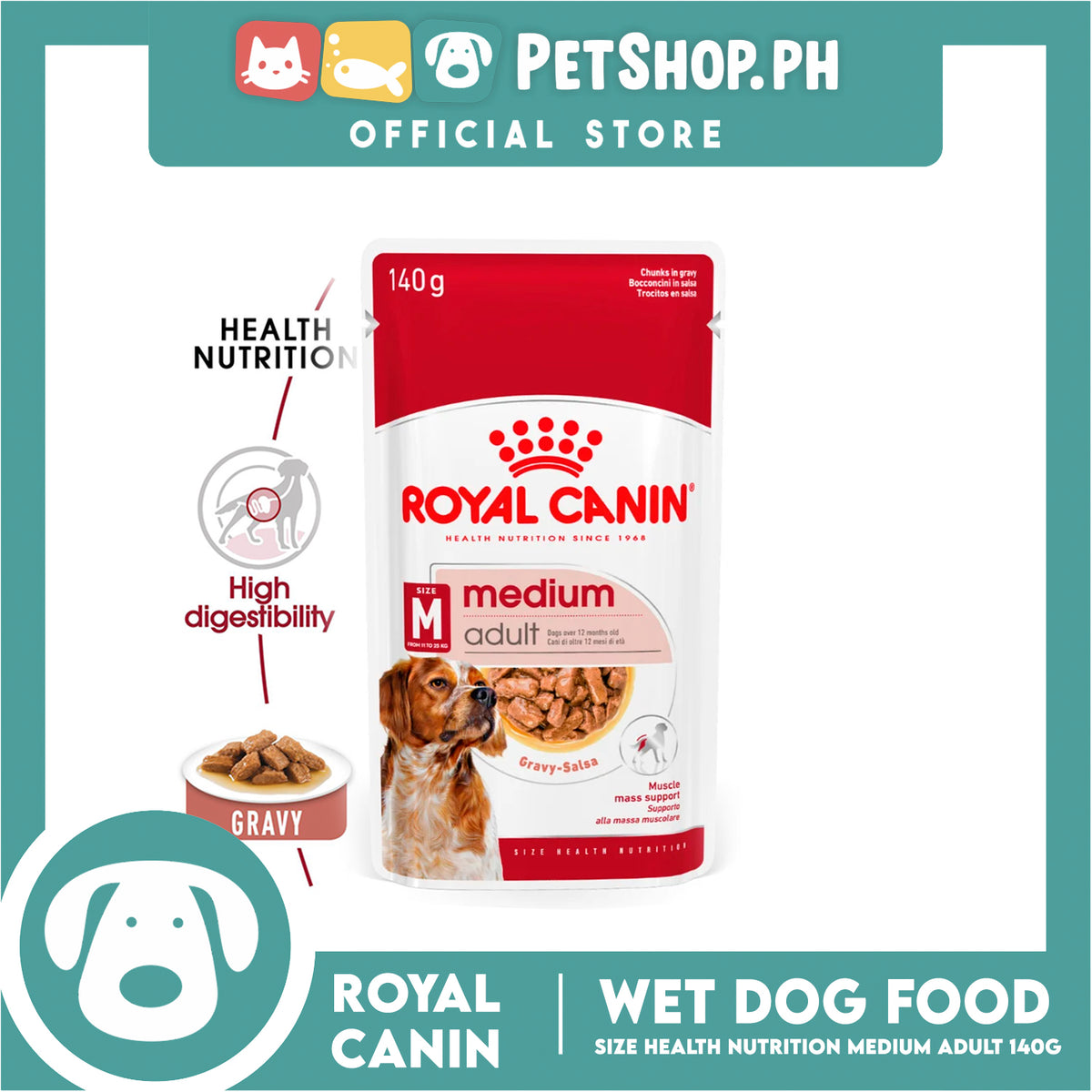 Royal Canin Medium Adult (140g) Wet Dog Food - Size Health Nutrition