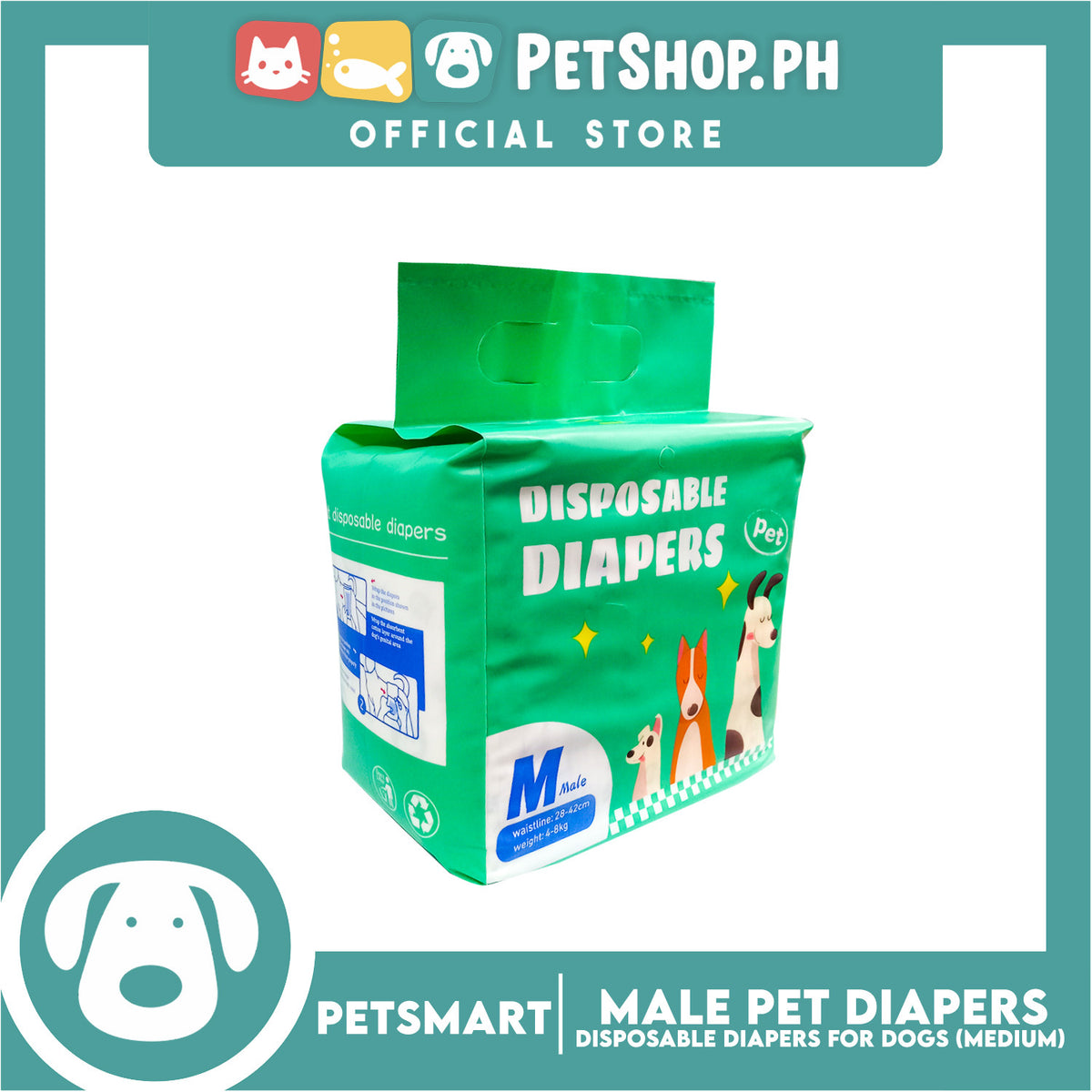 Disposable Absorbent Pet Diapers for Male Dogs 4-8kg (Medium)