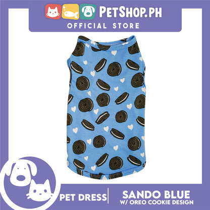 Pet Sando (Large) Cookie Blue Print Design Sando Pet Shirt Sando Breathable Clothes Pet T-shirt