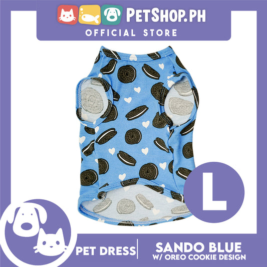 Pet Sando (Large) Cookie Blue Print Design Sando Pet Shirt Sando Breathable Clothes Pet T-shirt