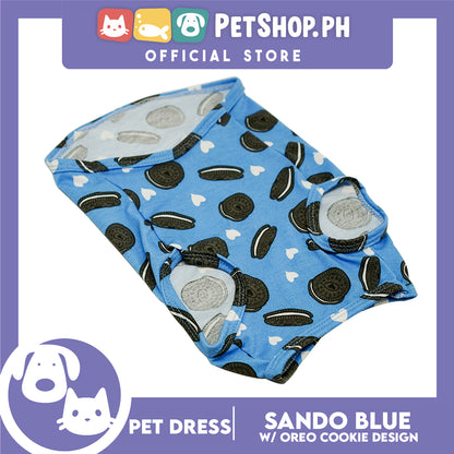 Pet Sando (Large) Cookie Blue Print Design Sando Pet Shirt Sando Breathable Clothes Pet T-shirt