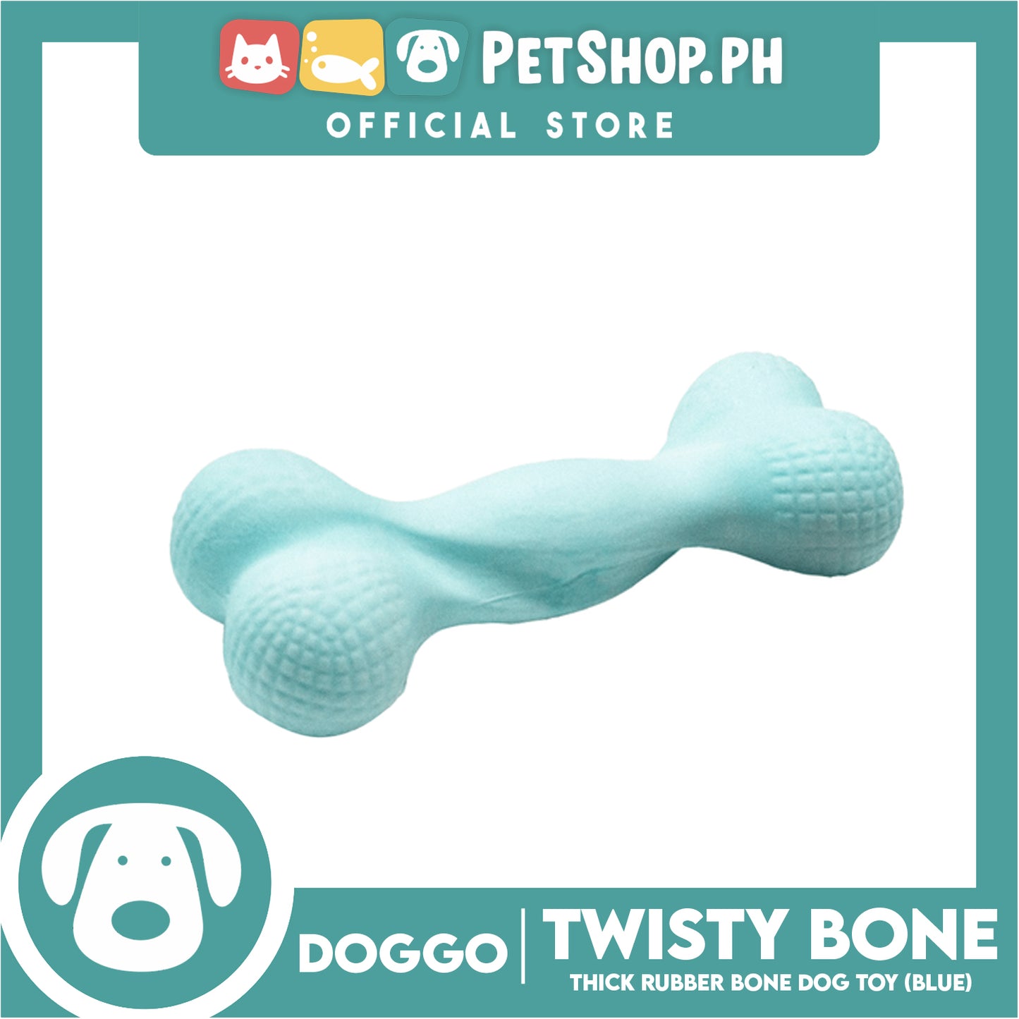 Doggo Twisty Bone (Blue) Ultra Tough Rubber Dog Toy