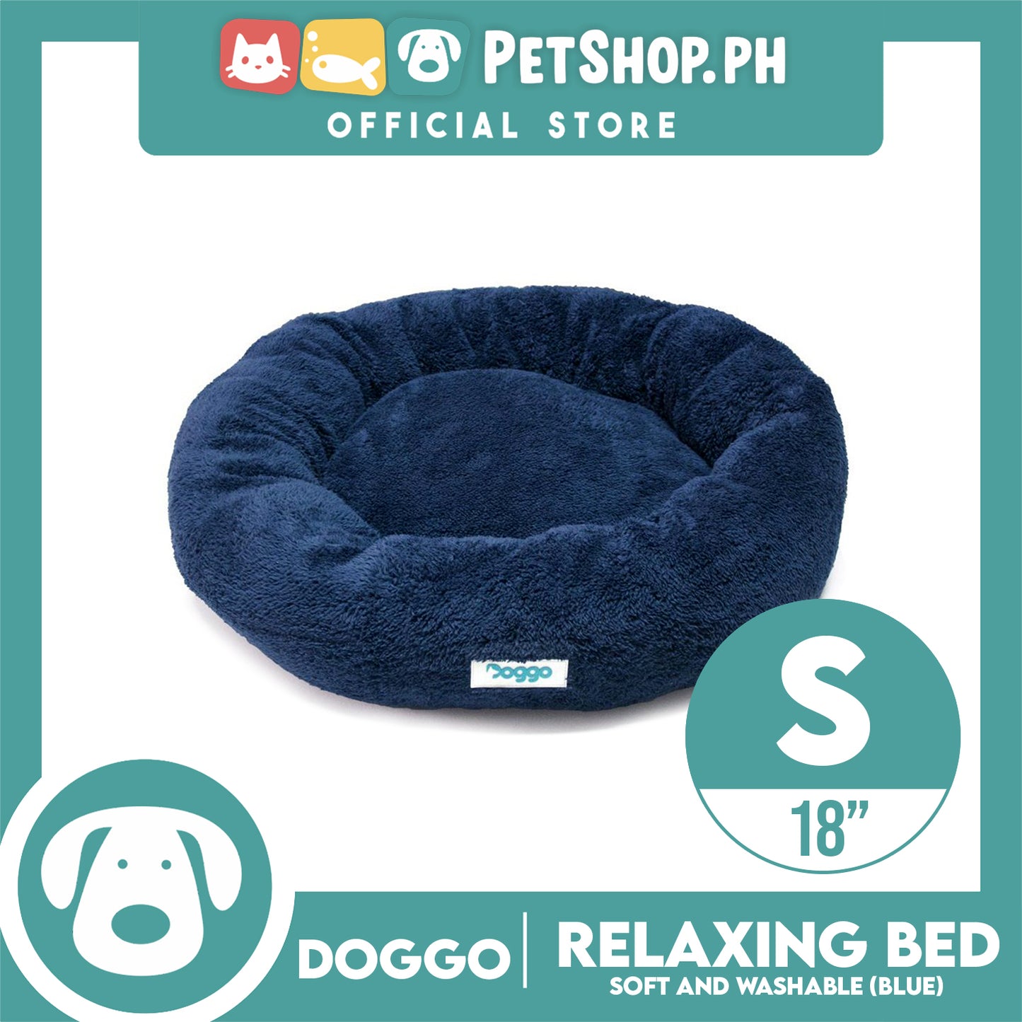 Doggo Relaxing Dog Bed Navy Blue (Small)