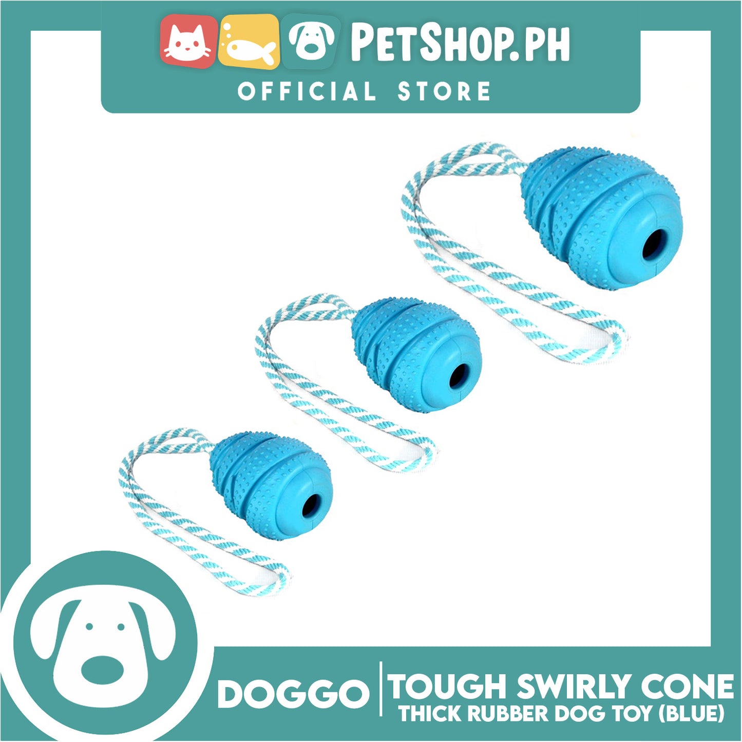 Doggo Tough Swirly Cone Design Blue (Medium)