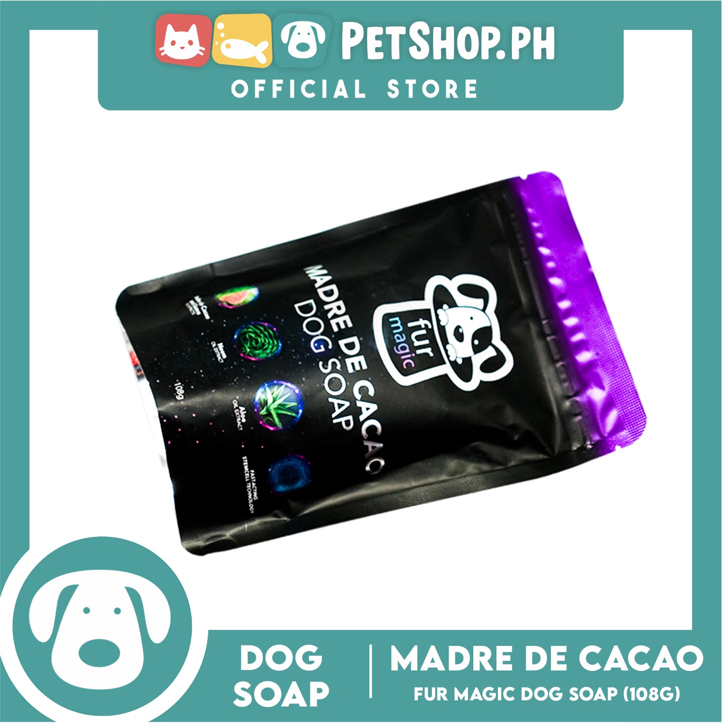 Fur magic Madre de Cacao 108g (Violet) Dog Soap