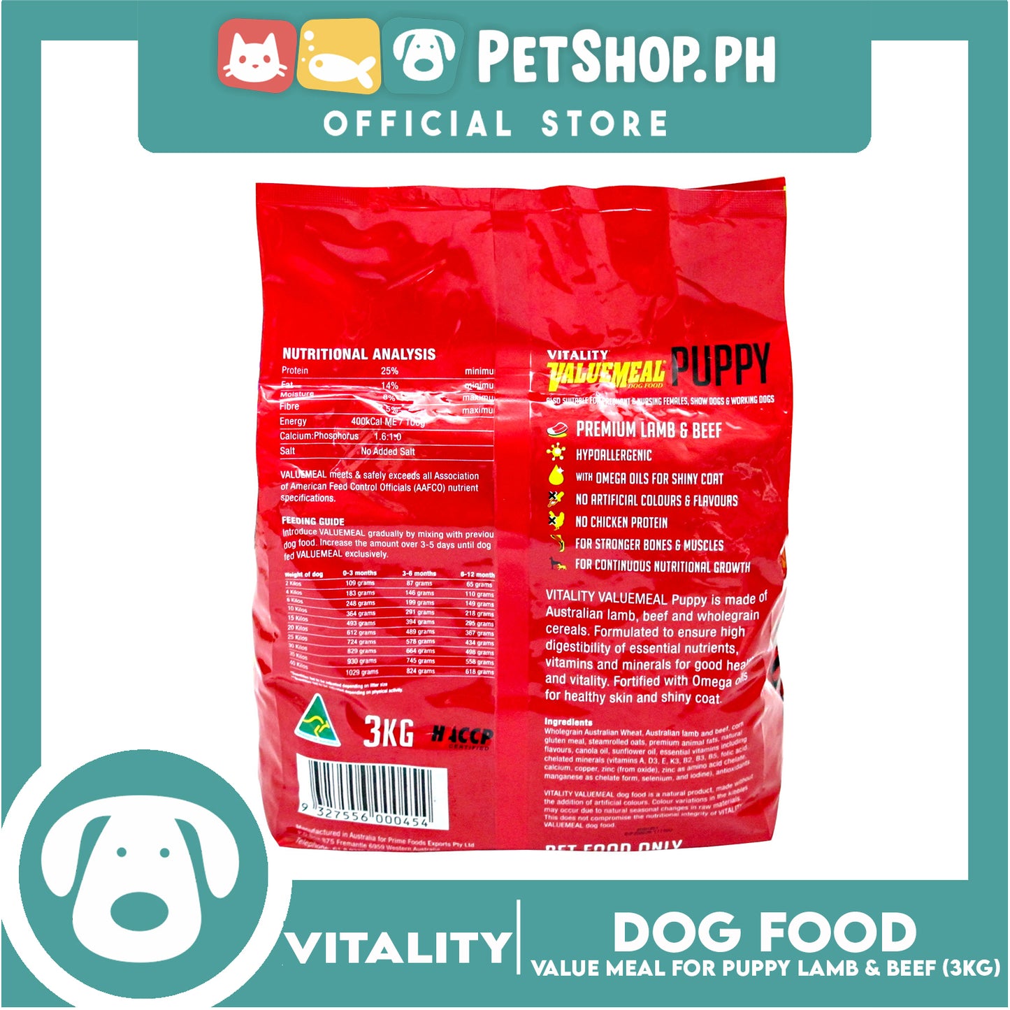 Vitality Valuemeal Puppy Small Bite, Premium Lamb And Beef Flavor, Puppy Food, Dry Dog Food