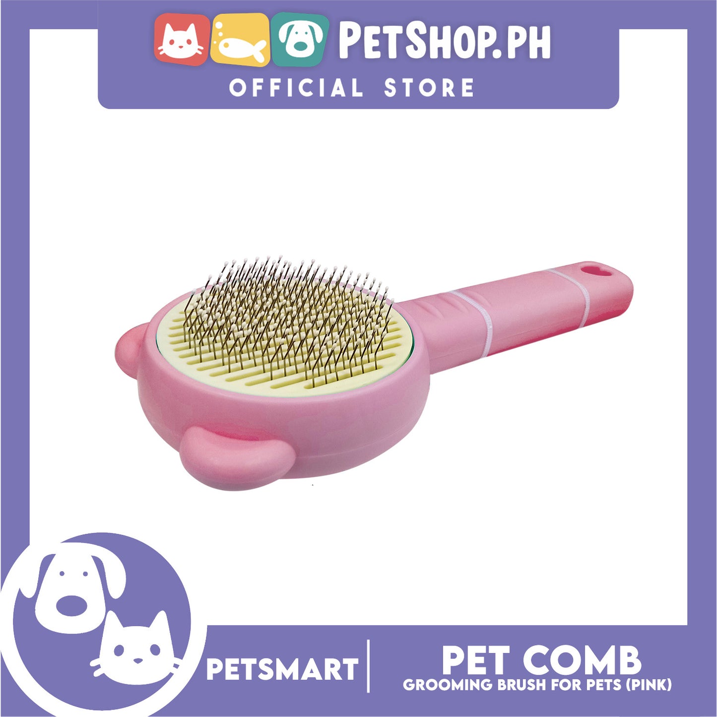 Pet Comb Easy Clean 01 (Pink) Grooming Brush for Pets