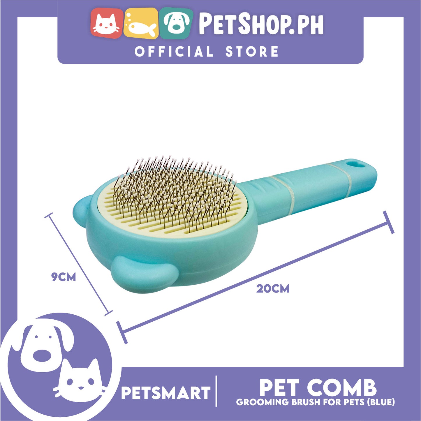Pet Comb Easy Clean 01 (Blue) Grooming Brush for Pets