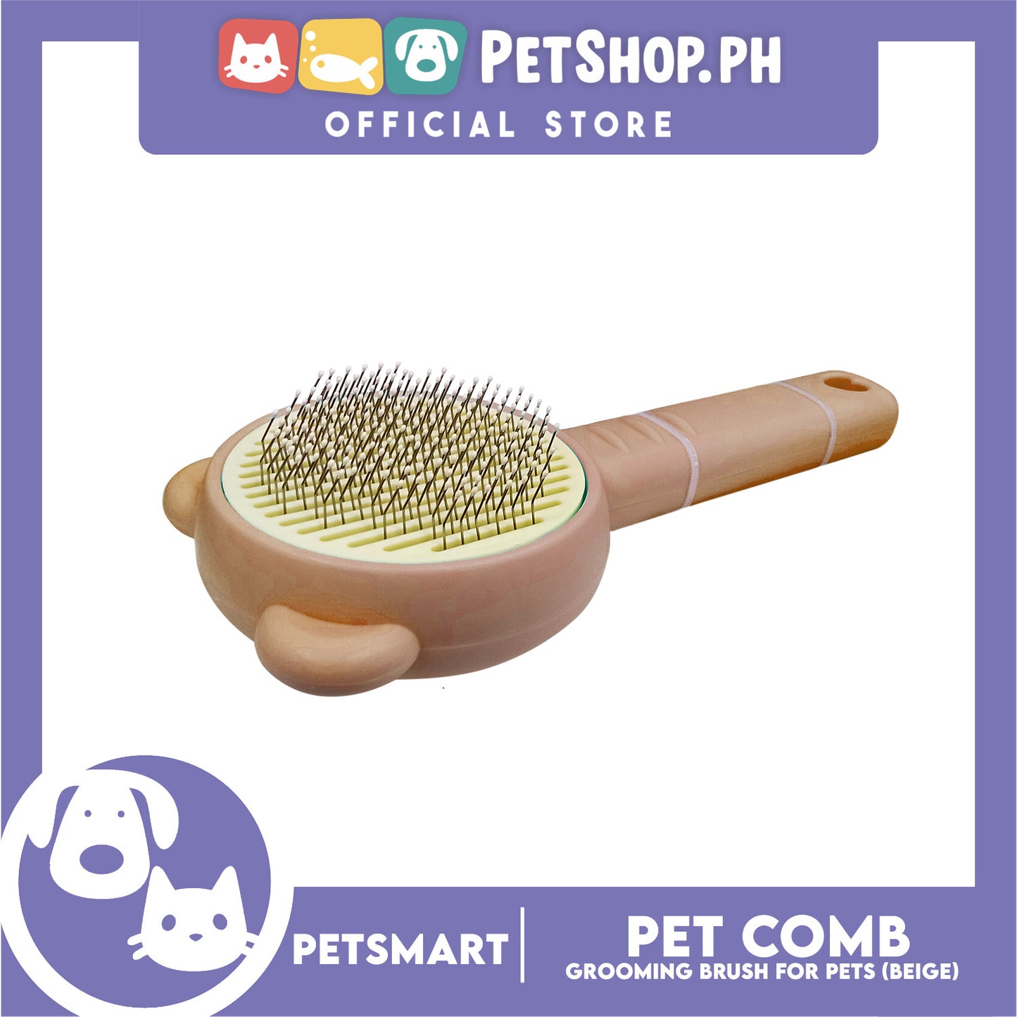Pet Comb Easy Clean 01 (Beige) Grooming Brush for Pets