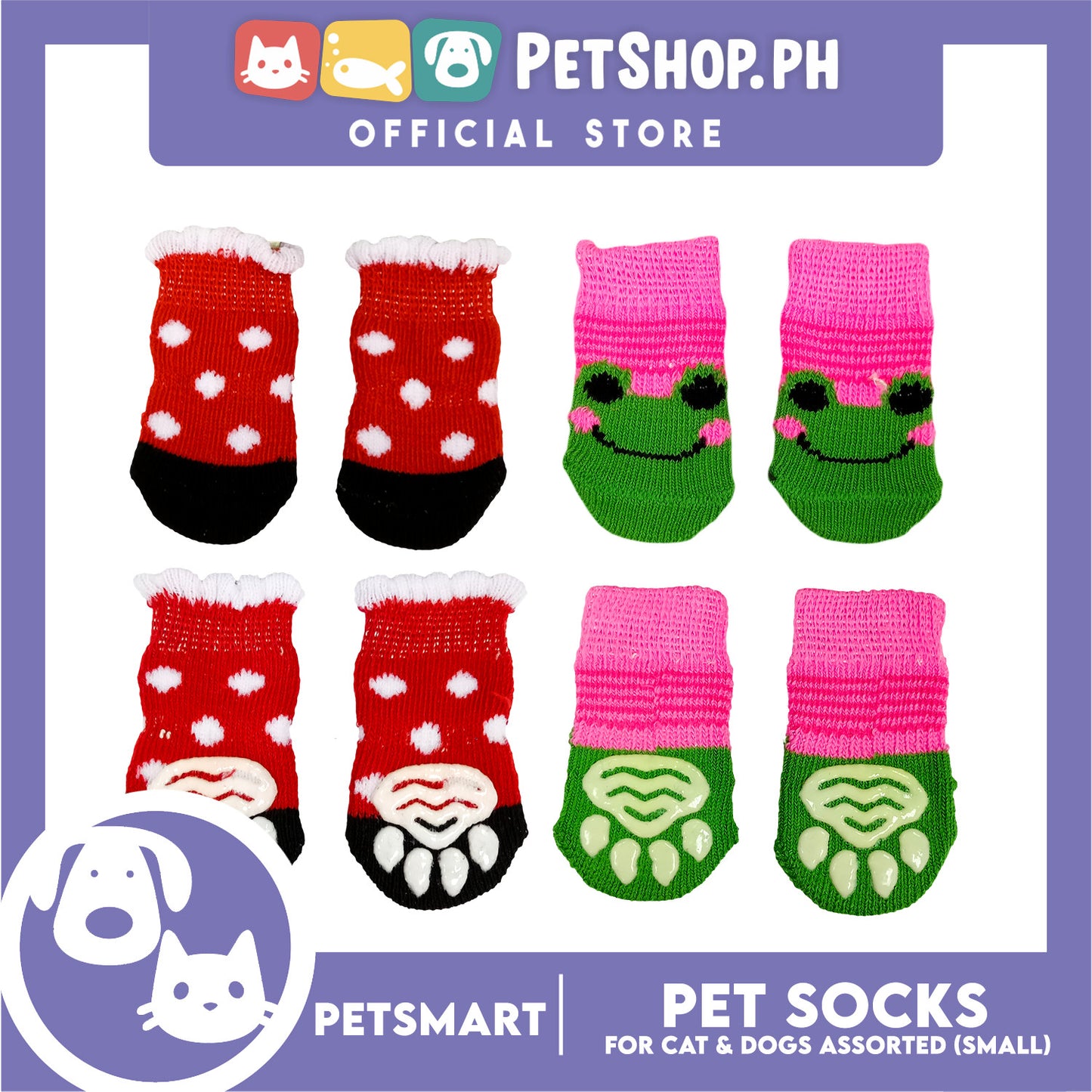 Pet Socks for Cats and Dogs Assorted Designs (Small)