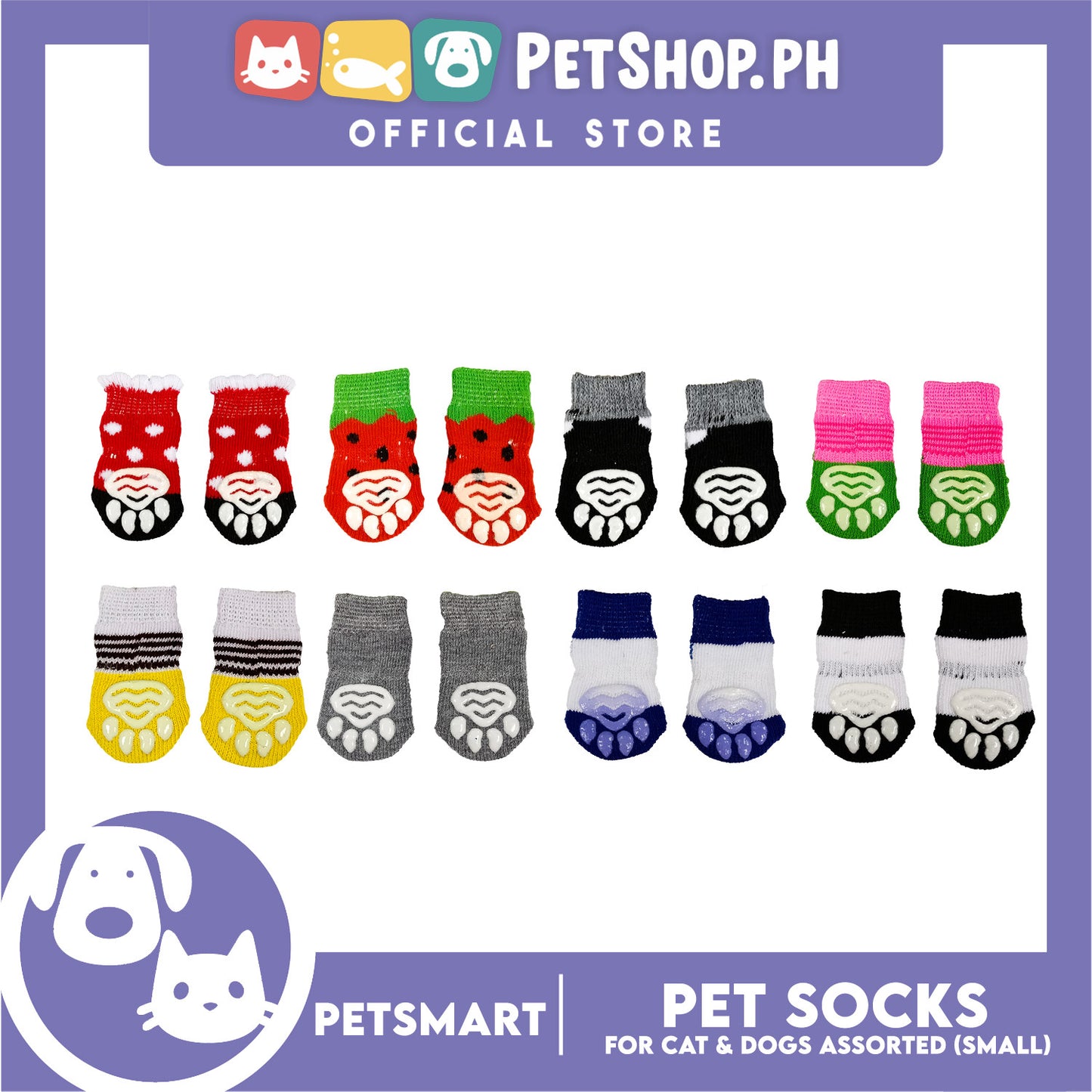 Pet Socks for Cats and Dogs Assorted Designs (Small)