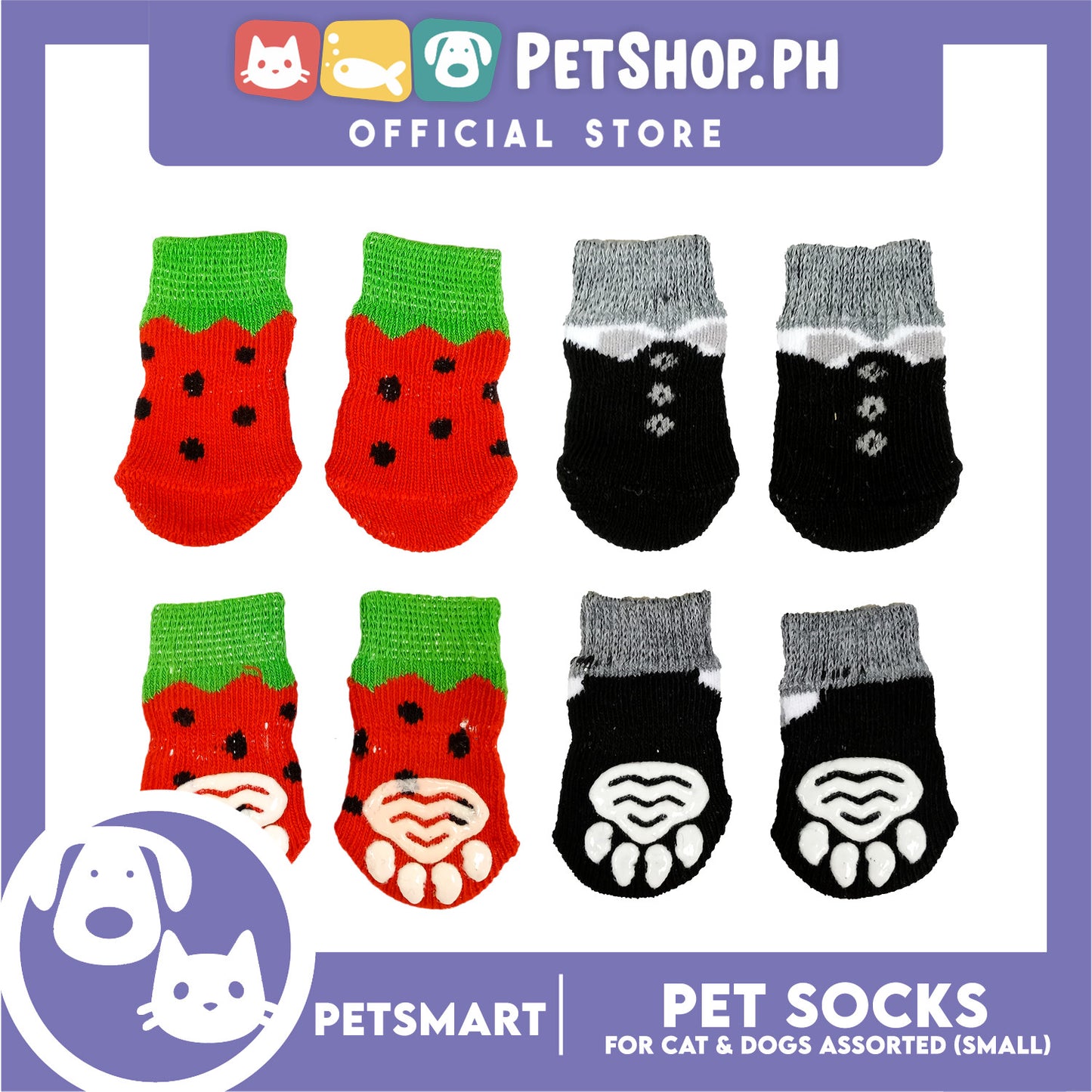 Pet Socks for Cats and Dogs Assorted Designs (Small)