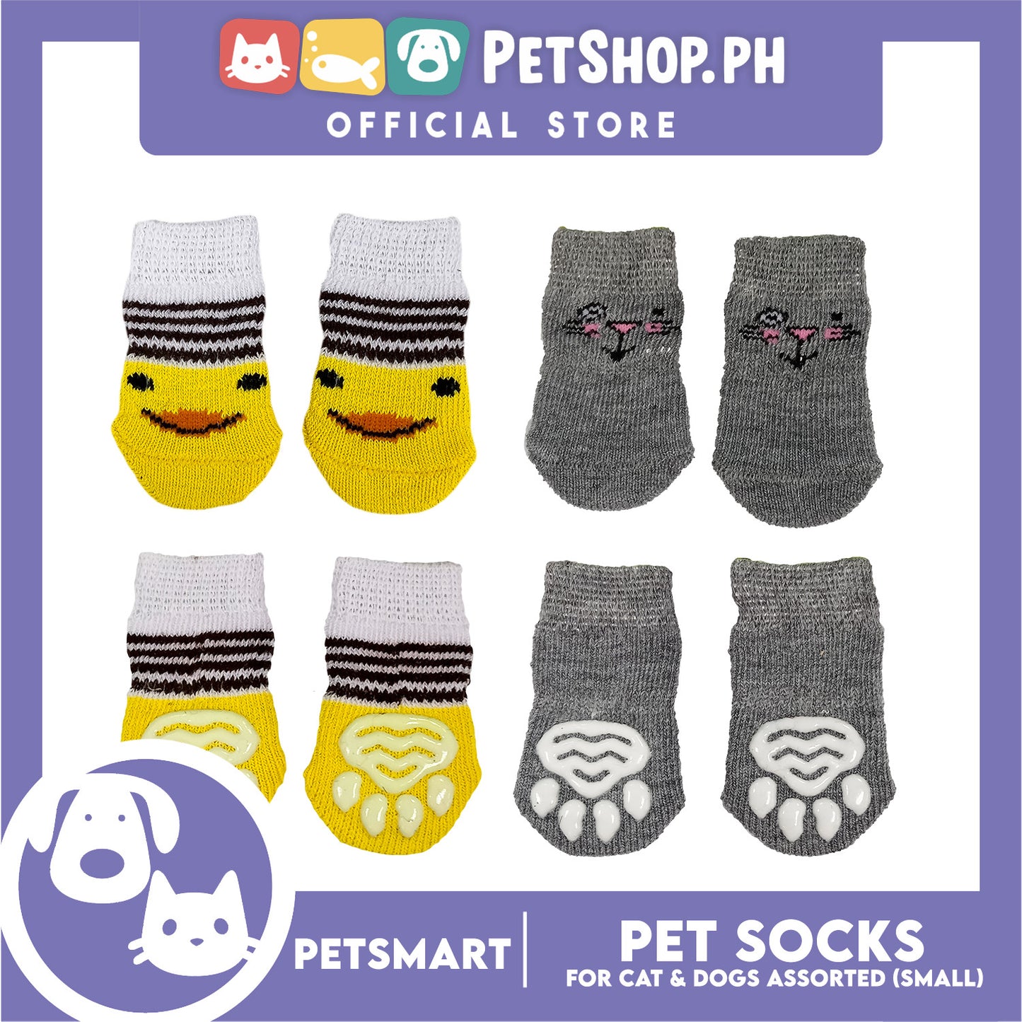 Pet Socks for Cats and Dogs Assorted Designs (Small)