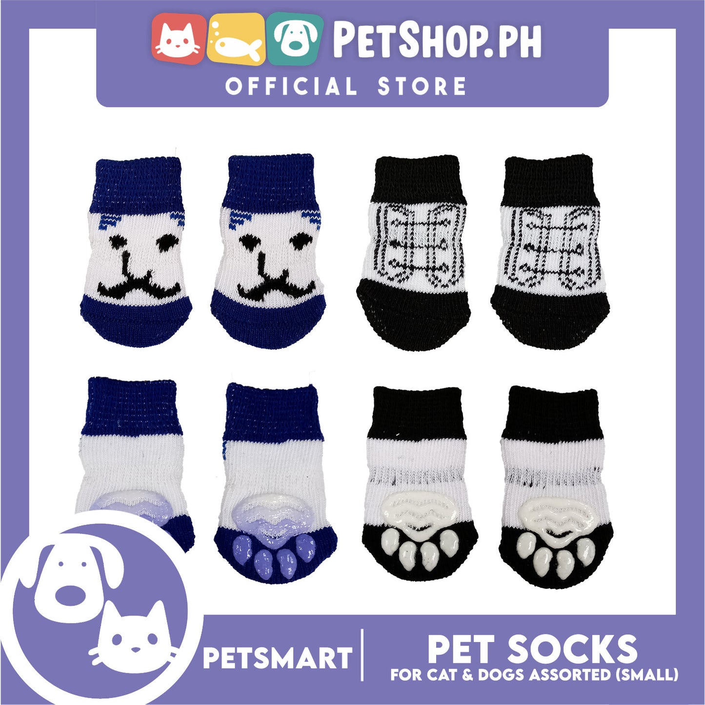 Pet Socks for Cats and Dogs Assorted Designs (Small)