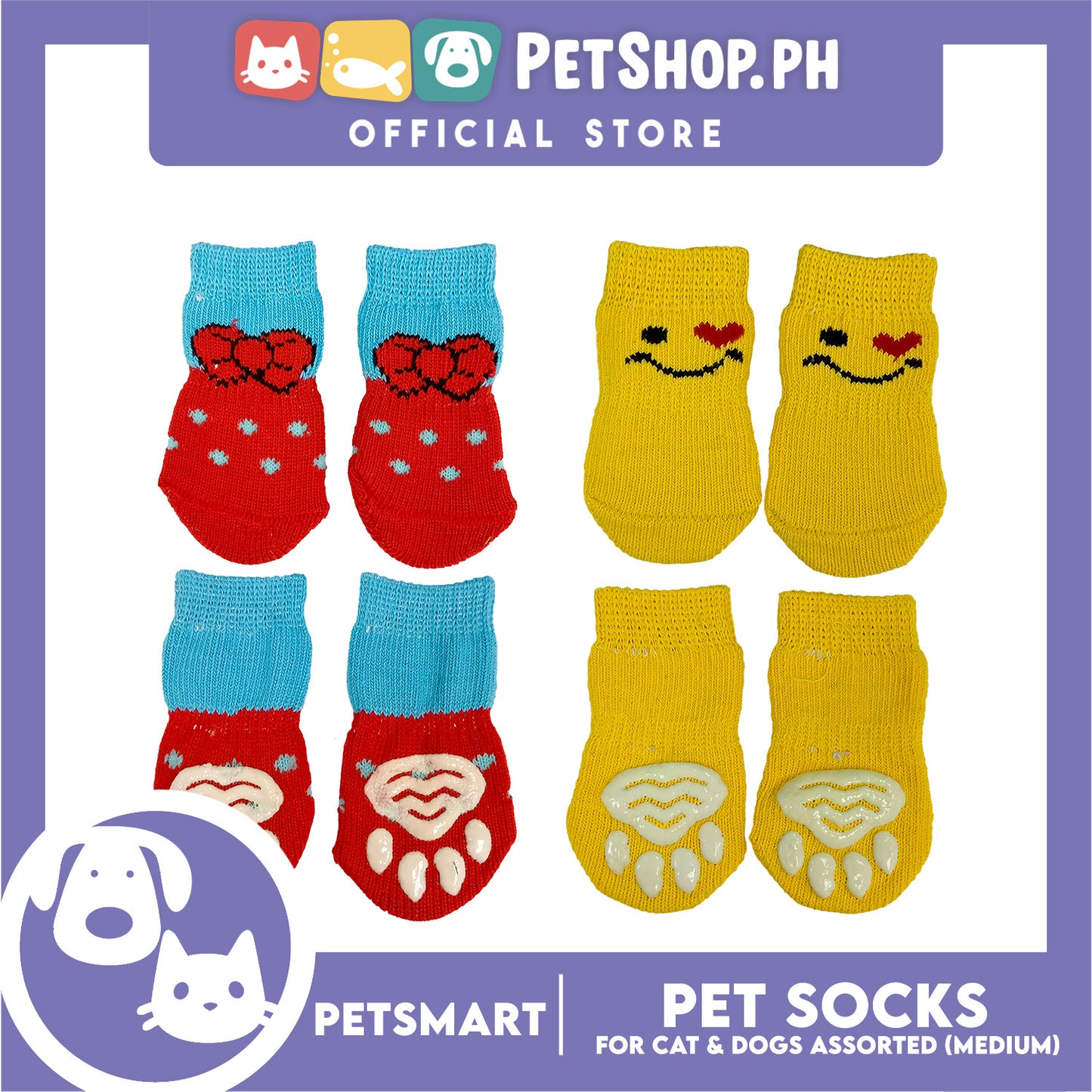 Pet Socks for Cats and Dogs Assorted Designs (Medium)